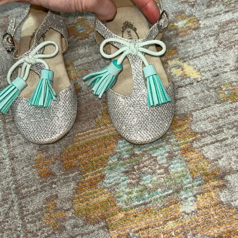 Joyfolie glitter bow tassel flats sz 8 toddler